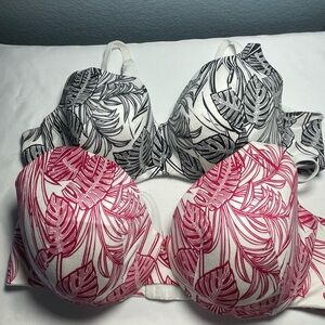 Cacique 44C Bra Lot of 2 Tropical Print Lightly Lined Underwire